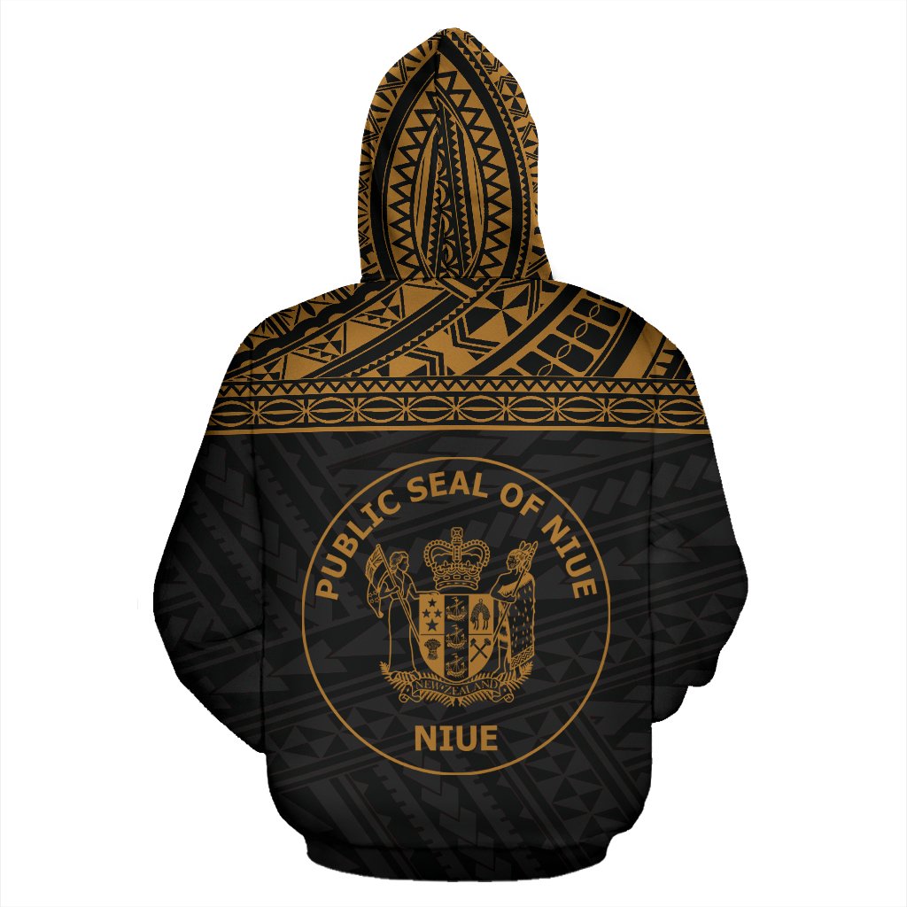 Niue Polynesian Zip up Hoodie Horizontal Gold - Polynesian Pride