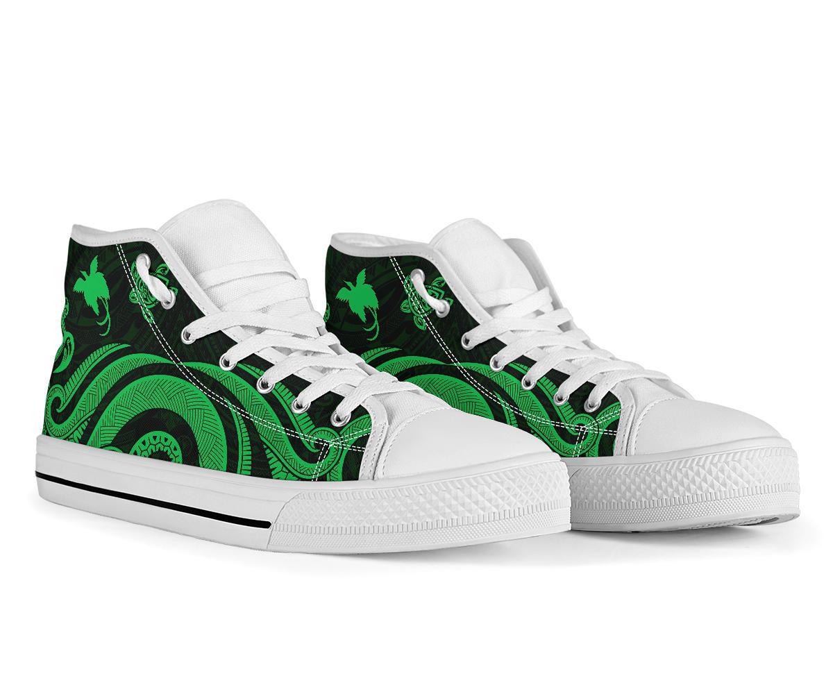 Papua New Guinea High Top Canvas Shoes - Green Tentacle Turtle - Polynesian Pride