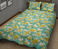 Tropical Plumeria Blue Quilt Bed Set - Polynesian Pride
