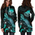 Federated States of Micronesia Polynesian Hoodie Dress - Turtle With Blooming Hibiscus Turquoise - Polynesian Pride