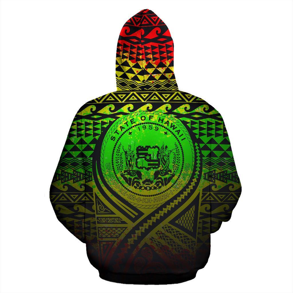 Hawaii All Over Zip up Hoodie Lift up Reggae - Polynesian Pride