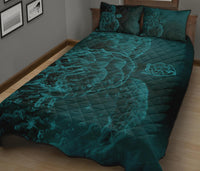 Hawaii Sea Turtle Water Color Travel Galaxy Quilt Bed Set - AH - Blue - Polynesian Pride