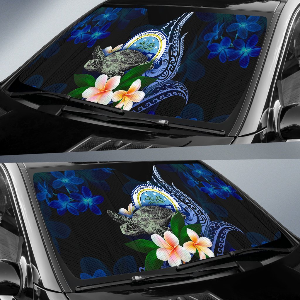 Federated States of Micronesia Sun Shades - Turtle With Plumeria Flowers - Polynesian Pride