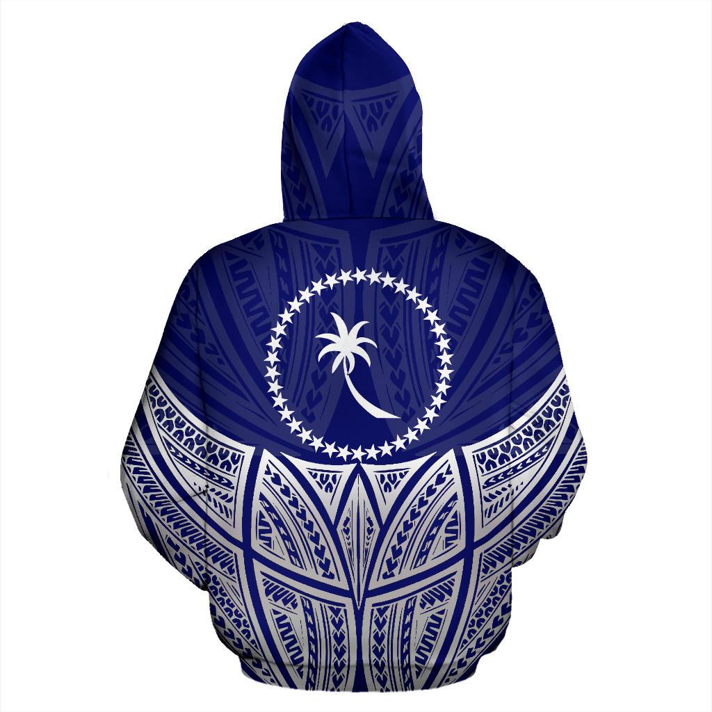 Chuuk Polynesian Custom Hoodie Blue Pride Map nd Seal - Polynesian Pride