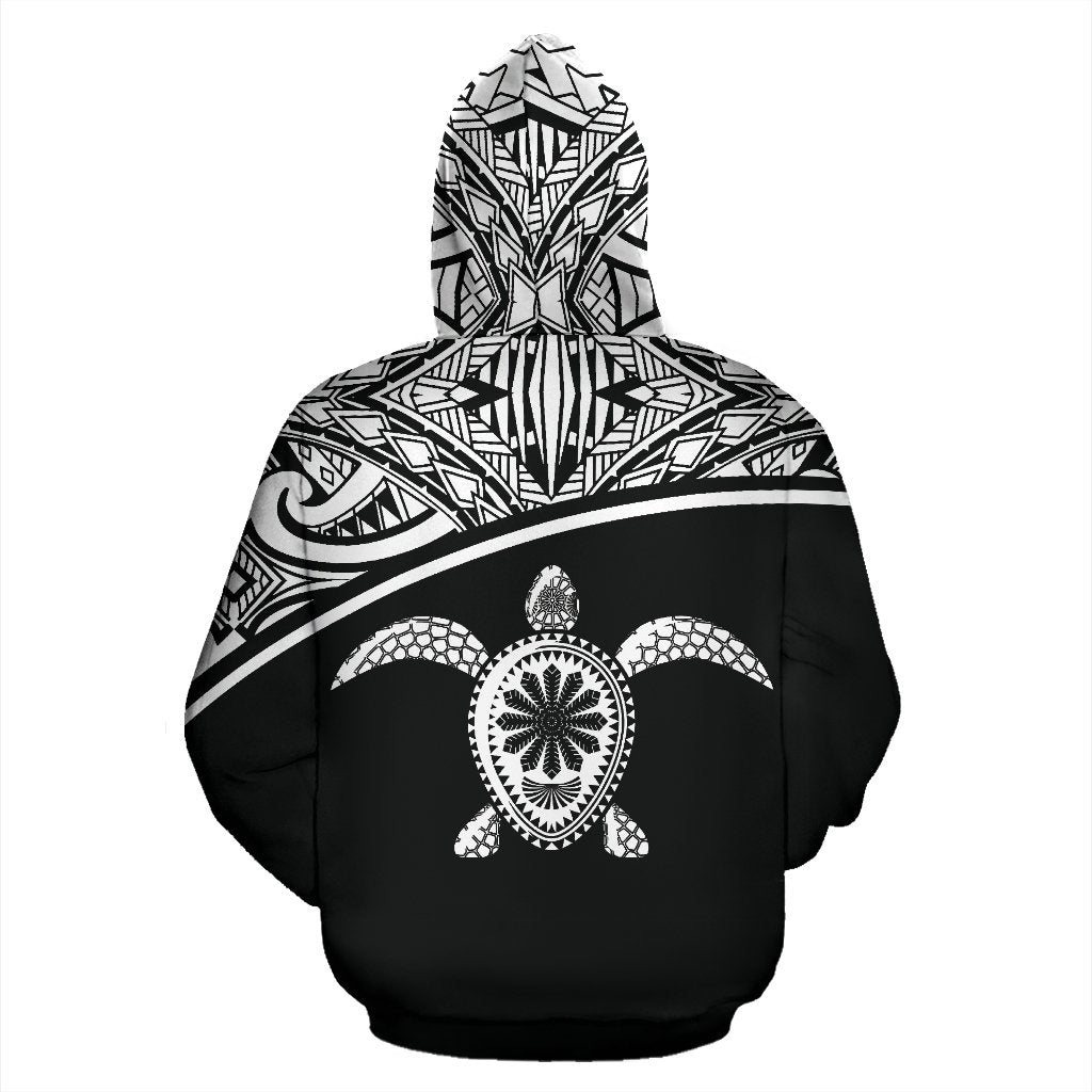 Turtle All Over Custom Zip up Hoodie Polynesian Black Curve Style - Polynesian Pride