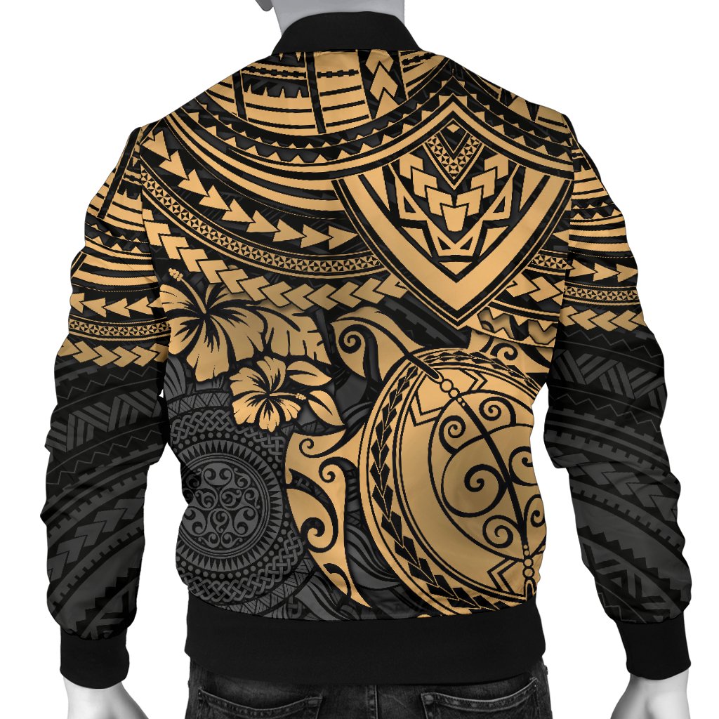 Polynesian Bomber Jacket (Men) - Polynesian Golden Turtle - Polynesian Pride
