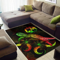 Tonga Polynesian Area Rugs - Turtle With Blooming Hibiscus Reggae - Polynesian Pride