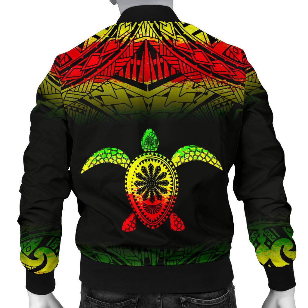 Turtle Custom Personalised Men's Bomber Jacket - Fog Reggae Style - Polynesian Pride