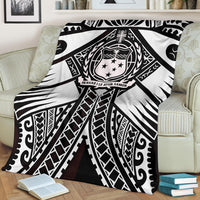 Samoa Polynesian Premium Blanket - Samoa White Seal with Polynesian Tattoo - Polynesian Pride