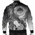 Federated States of Micronesia Men's Bomber Jackets - Humpback Whale with Tropical Flowers (White) - Polynesian Pride