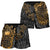 Samoa Polynesian Shorts (Women) - Gold Turtle Flowing - Polynesian Pride