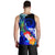 Chuuk Men's Tank Top - Humpback Whale with Tropical Flowers (Blue) - Polynesian Pride