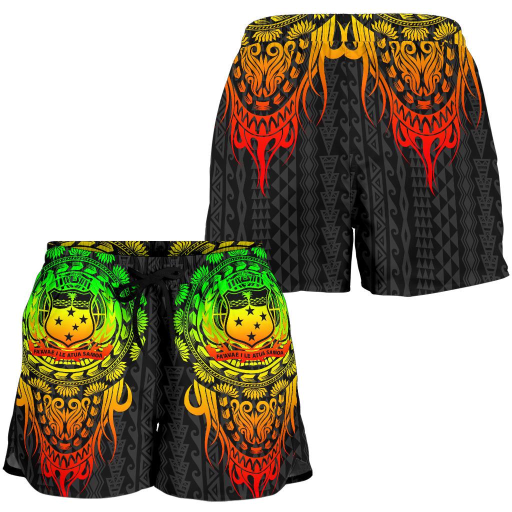 Samoa Polynesian All Over Print Women's Shorts - Tattoo Pattern With Seal Women Reggae - Polynesian Pride