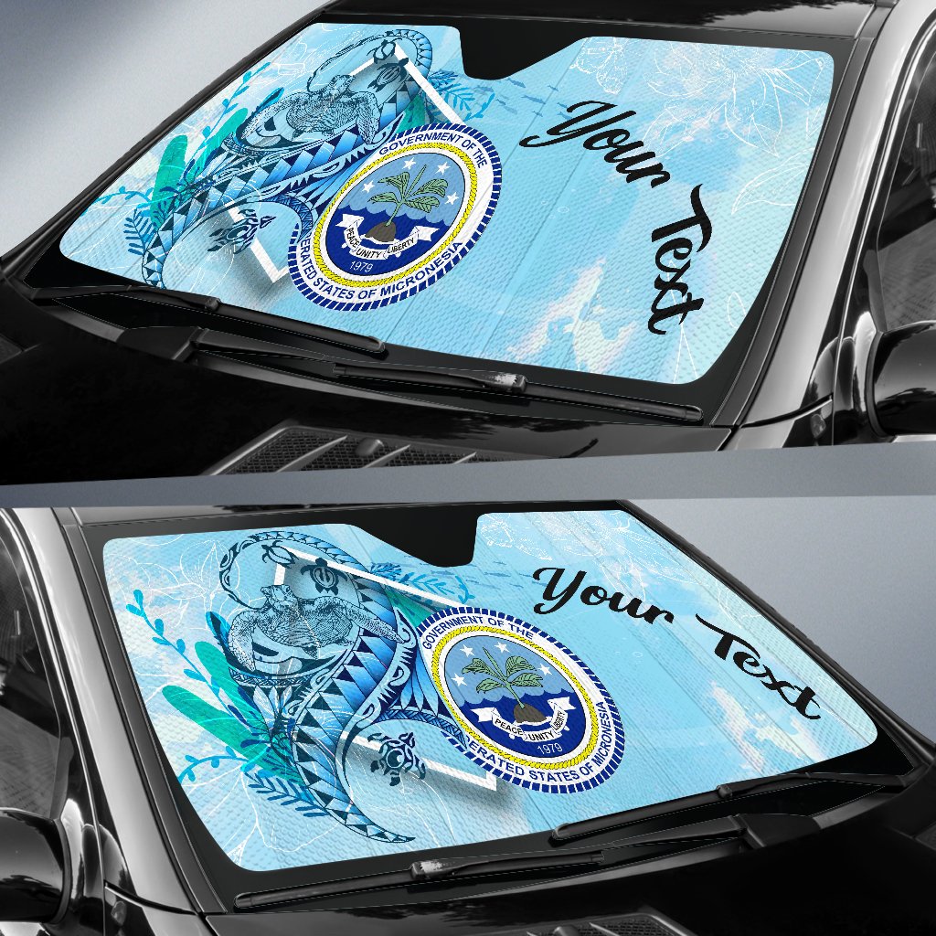 Federated States of Micronesia Auto Sun Shades - Custom Personalised Polynesian Turtle Under The Sea - Polynesian Pride
