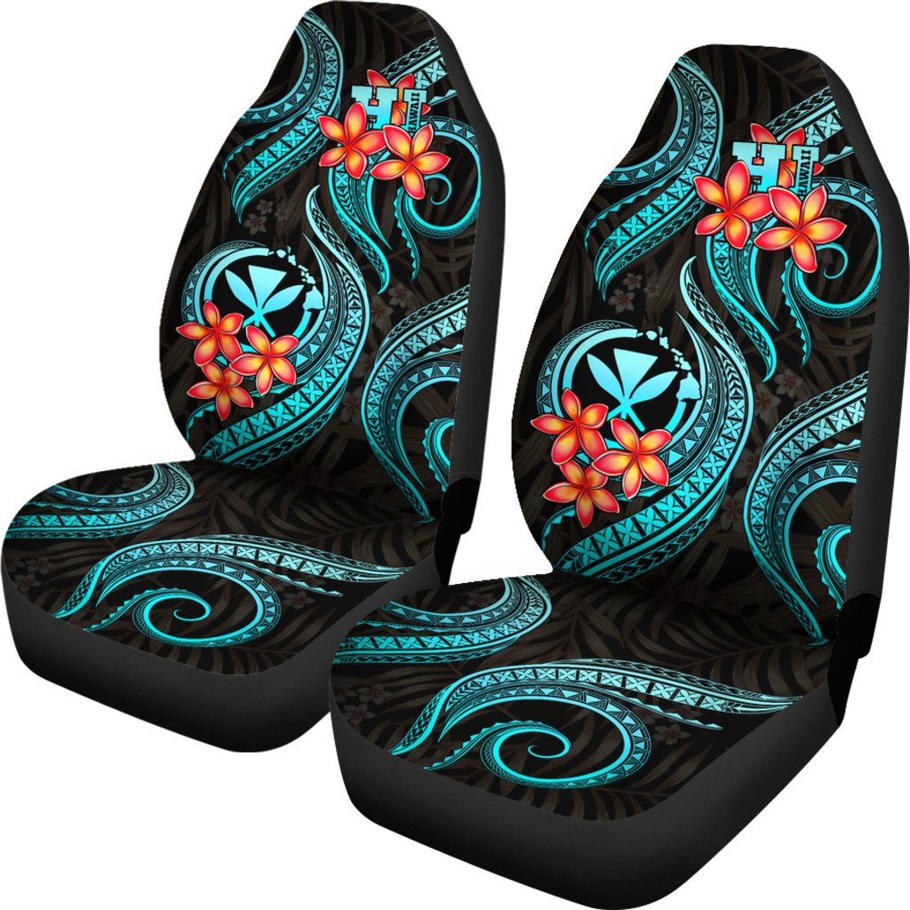 Polynesian Hawaii Car Seat Covers - Turquoise Plumeria - Polynesian Pride