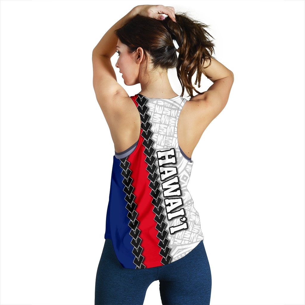 Hawaii Kakau Flag Polynesian Women's Racerback Tank - Polynesian Pride