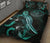 Palau Polynesian Quilt Bed Set - Turtle With Blooming Hibiscus Turquoise - Polynesian Pride