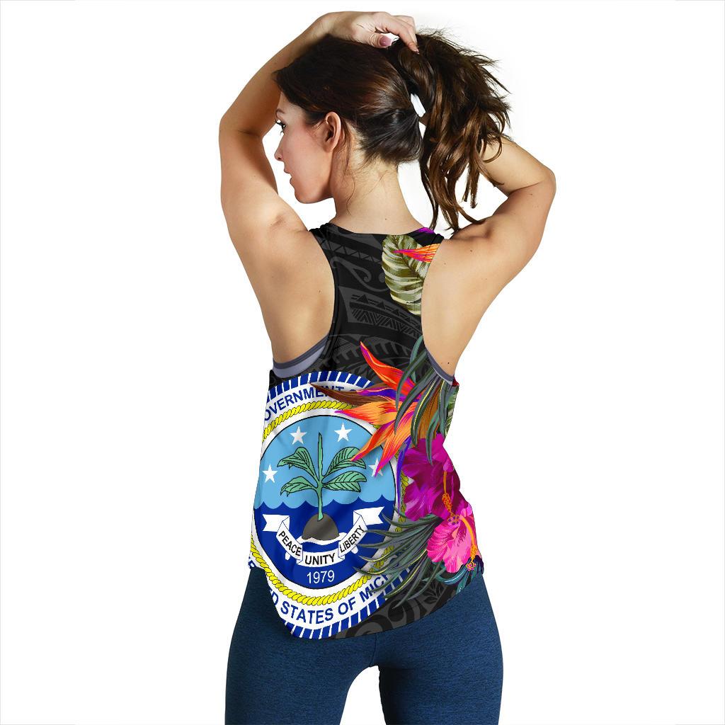 Federated States of Micronesia Women's Racerback Tank - Polynesian Hibiscus Pattern - Polynesian Pride