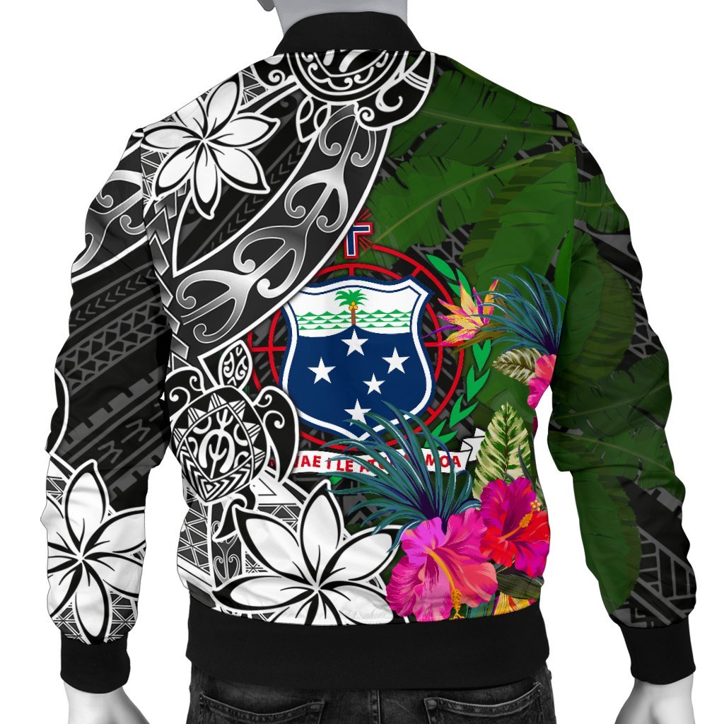 Samoa Men Bomber Jacket - Turtle Plumeria Banana Leaf - Polynesian Pride