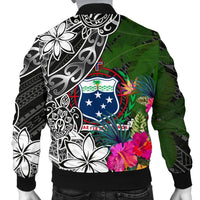 Samoa Men Bomber Jacket - Turtle Plumeria Banana Leaf - Polynesian Pride