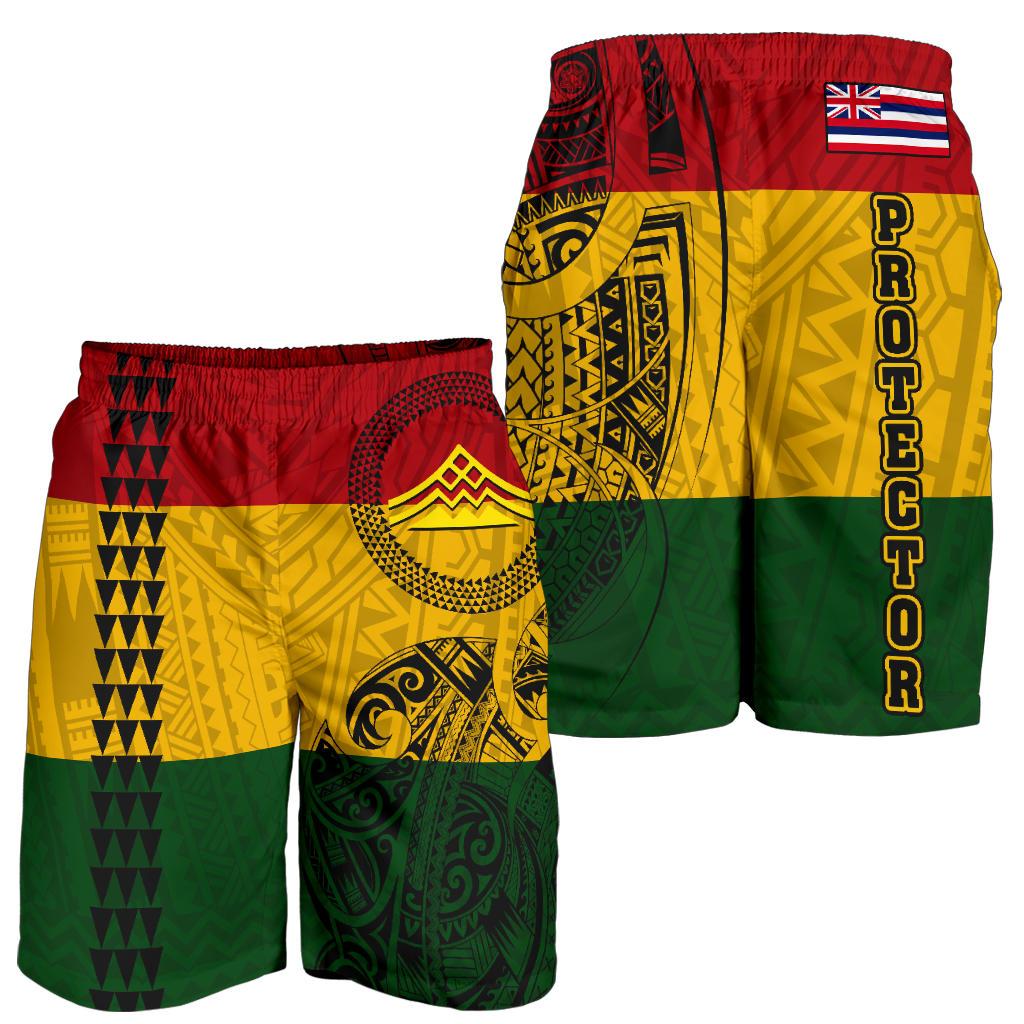 Hawaii Kanaka Flag Polynesian Men's Shorts - Mauna Kea Protectors Red - Polynesian Pride