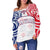 Hawaiian Kanaka Women's Off Shoulder Sweater Flag Nation Demodern White AH - Polynesian Pride