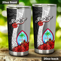 Guam Polynesian Custom Personalised Tumbler - Coat Of Arm With Hibiscus White One Style 20oz Large White - Polynesian Pride