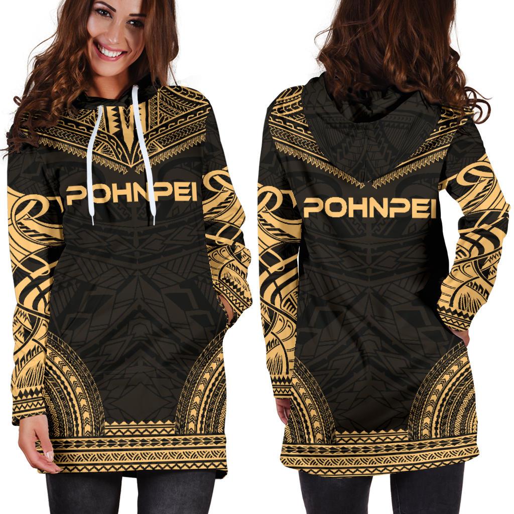 Pohnpei Women's Hoodie Dress - Polynesian Gold Chief - Polynesian Pride