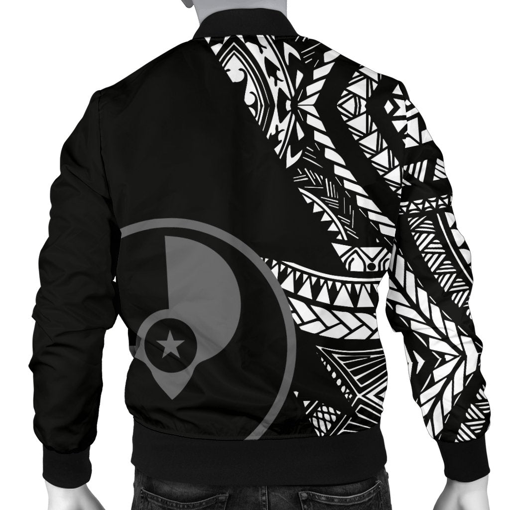 Yap Men's Bomber Jacket - Micronesian Pattern Flash Black - Polynesian Pride