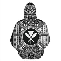 Kanaka Maoli ll Over Hoodie Kanaka Maoli Coat of rms Polynesian White Black - Polynesian Pride