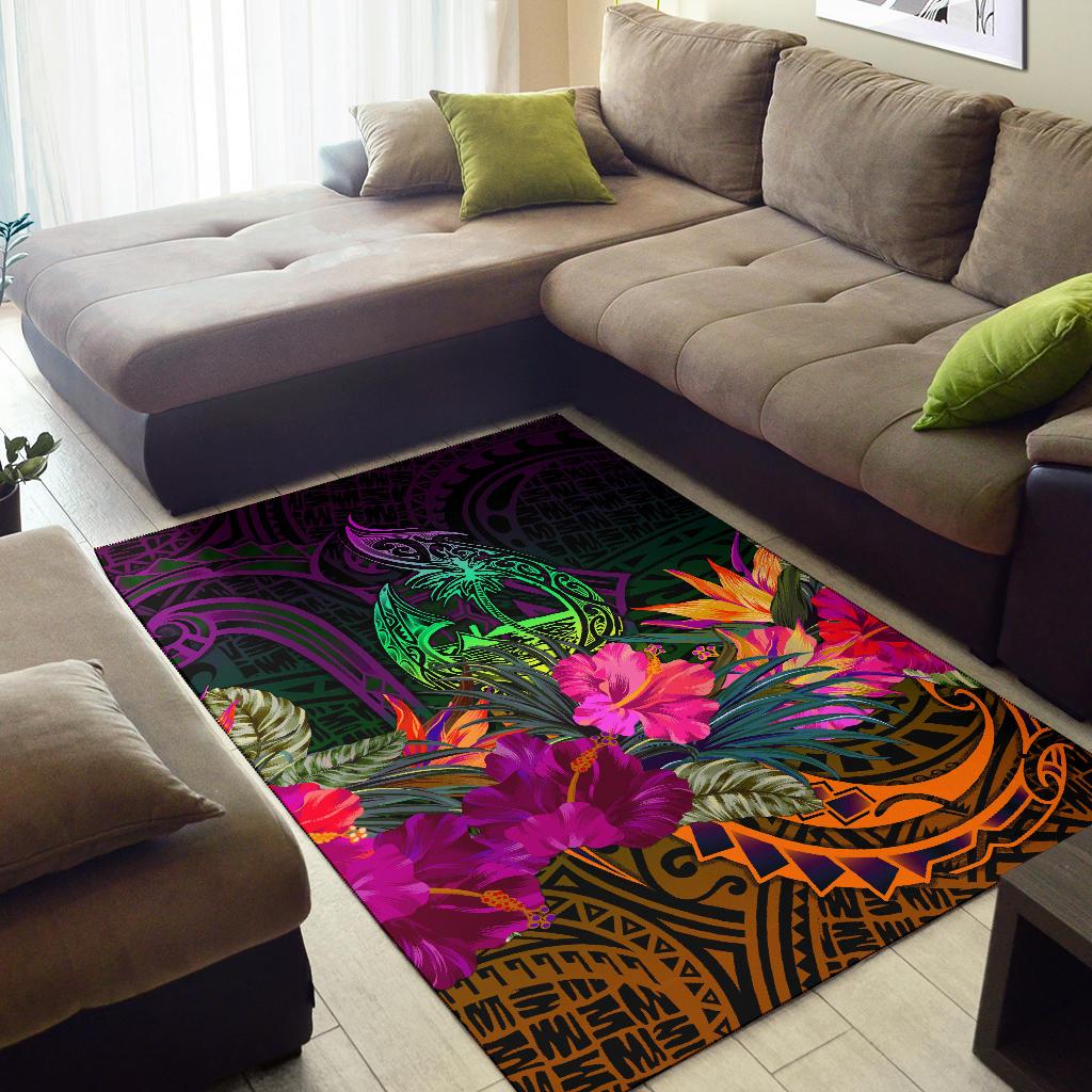 Guam Polynesian Area Rug - Summer Hibiscus - Polynesian Pride