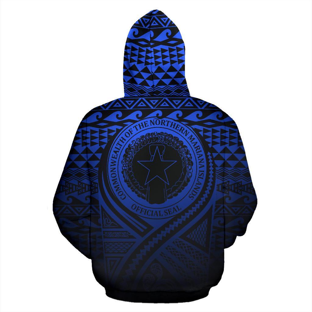 Northern Mariana Islands All Over Zip up Hoodie Lift up Blue - Polynesian Pride