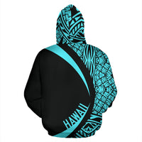Hawaii Turtle Polynesian Zip up Hoodie Circle Style Blue - Polynesian Pride