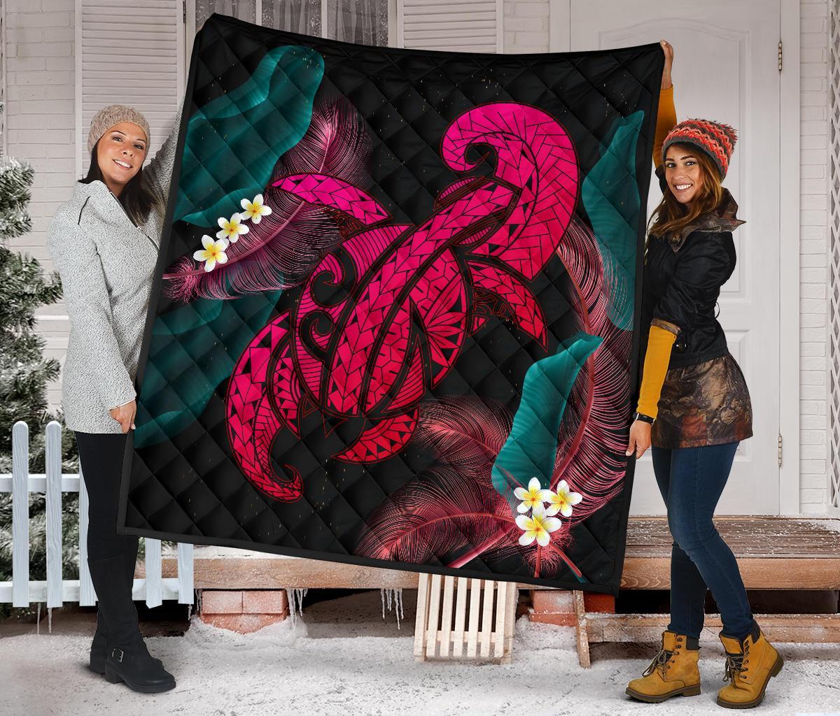 Hawaii Turtle Polynesian Tropical Premium Quilt - Ghia Style Pink - Polynesian Pride