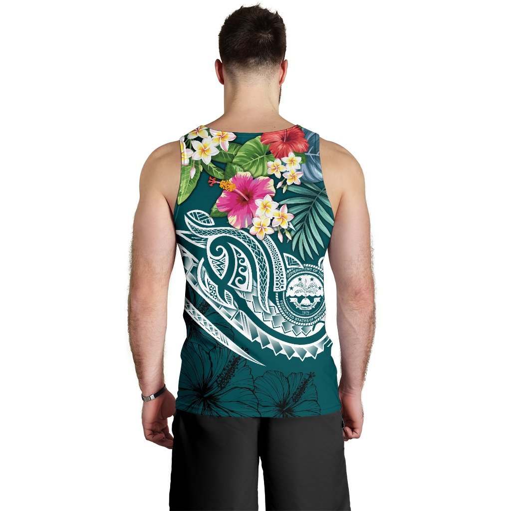 FSM Polynesian Men's Tank Top - Summer Plumeria (Turquoise) - Polynesian Pride
