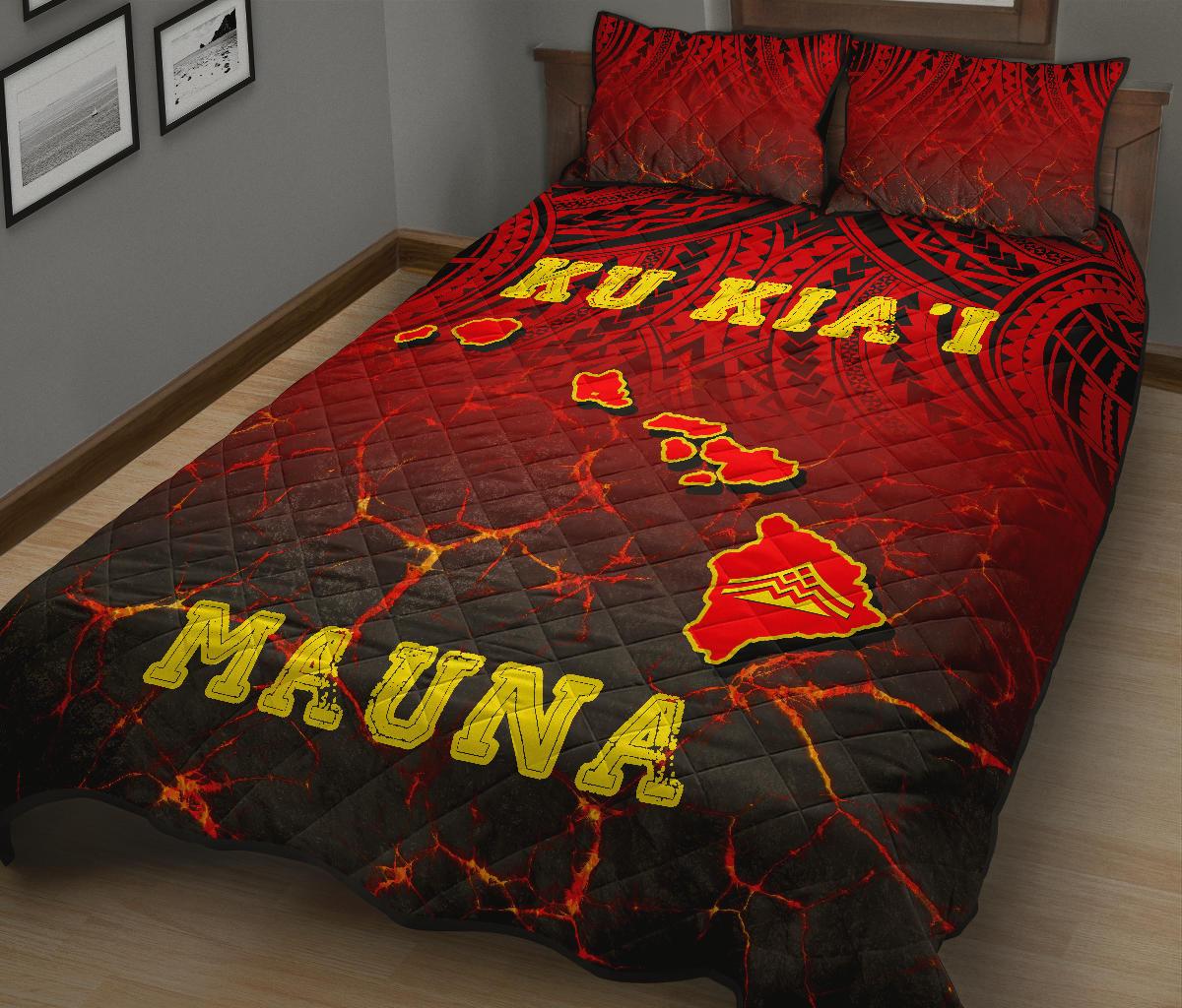 Hawaii Quilt Bed Set - Protect Mauna Kea Map - Polynesian Pride
