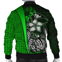 Tonga Micronesia Men's Bomber Jackets Green - Turtle With Hook - Polynesian Pride