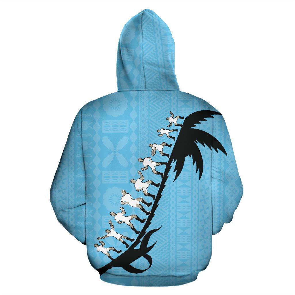 Fiji Cibi War Dance Zip up Hoodie Blue - Polynesian Pride