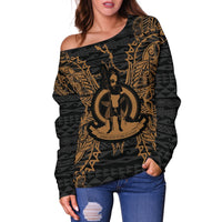 Vanuatu Polynesian Shoulder Sweater Map Gold - Polynesian Pride