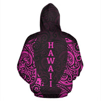 Hawaii Hoodie Hibiscus Polynesian Tattoo Pink - Polynesian Pride