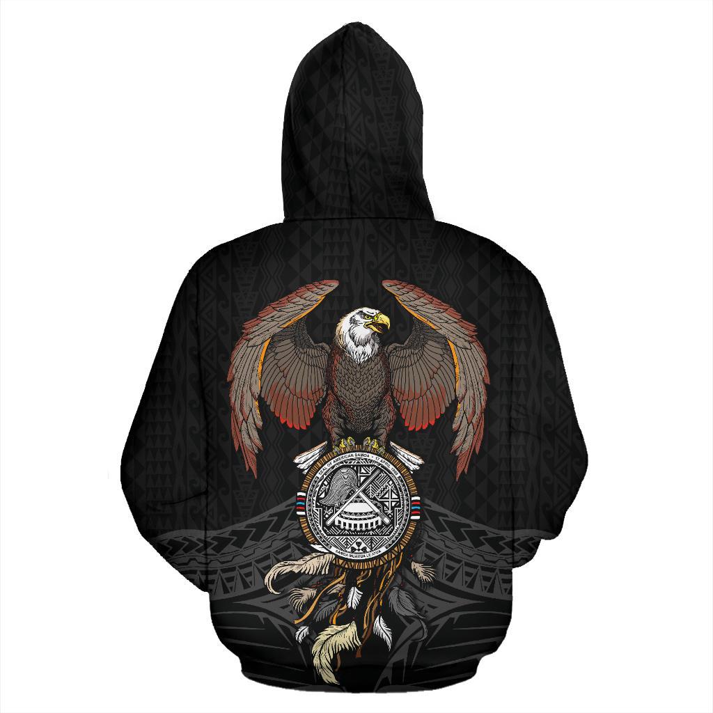 American Samoa Polynesian Zip up Hoodie Eagle and Dream Catcher - Polynesian Pride