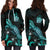 New Caledonia Polynesian Hoodie Dress - Turtle With Blooming Hibiscus Turquoise - Polynesian Pride