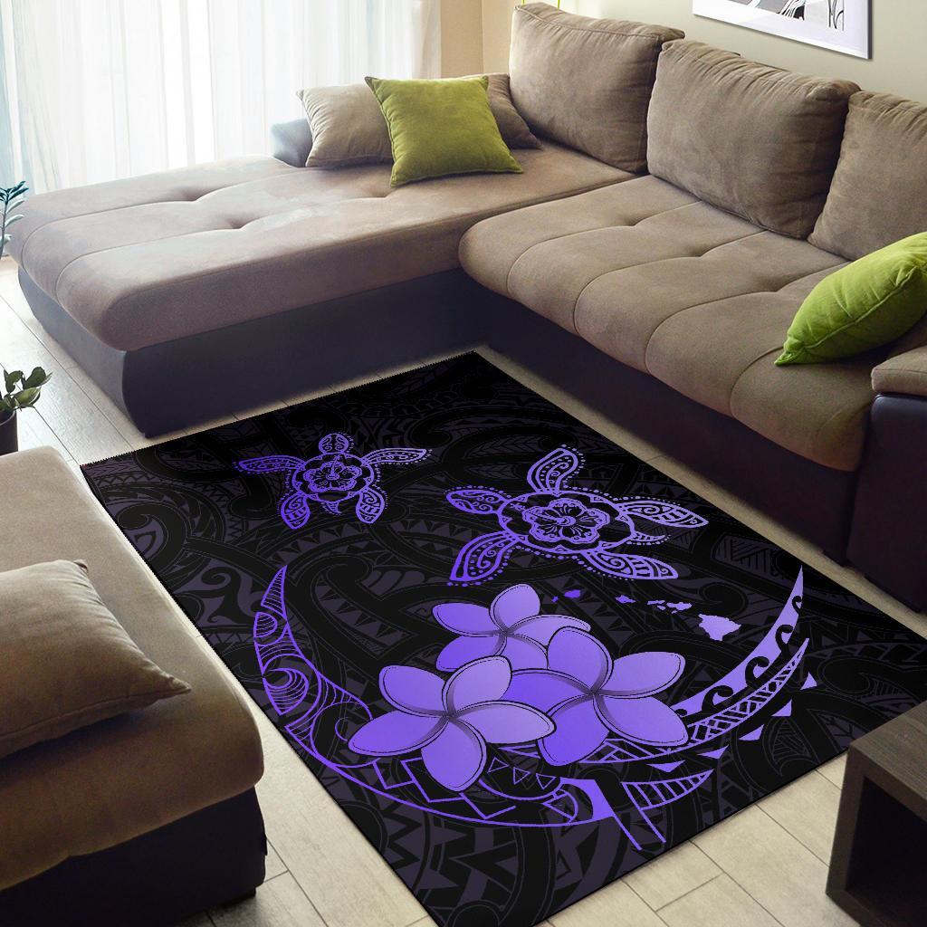 Hawaii Polynesian Turtle Plumeria Rug - Pog Style Purple - Polynesian Pride