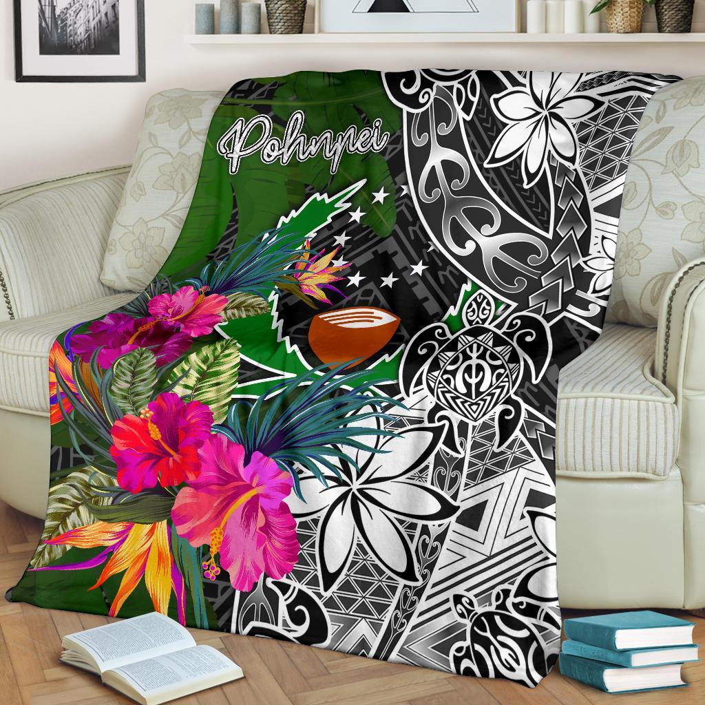Pohnpei Premium Blanket - Turtle Plumeria Banana Leaf - Polynesian Pride