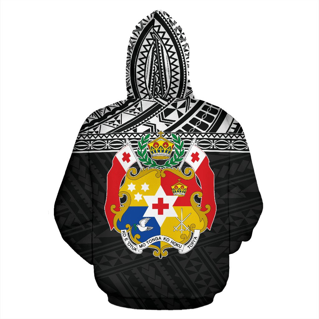 Tonga All Over Hoodie Polynesian Black Version - Polynesian Pride