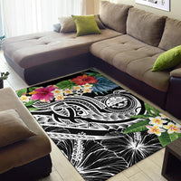 FSM Polynesian Area Rug - Summer Plumeria (Black) - Polynesian Pride