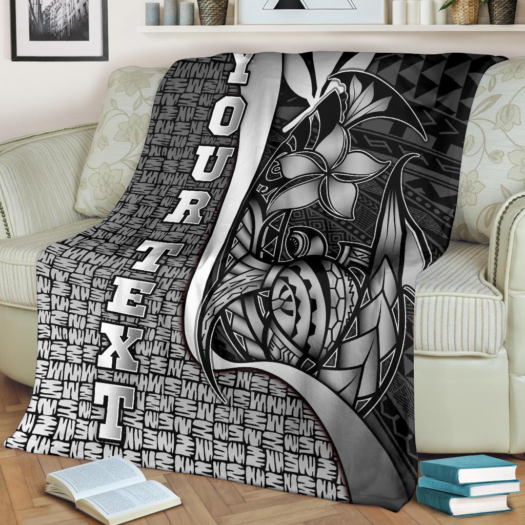 Polynesian Hawaii Custom Personalised Premium Blanket White - Turtle with Hook - Polynesian Pride