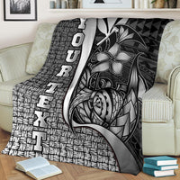 Polynesian Hawaii Custom Personalised Premium Blanket White - Turtle with Hook - Polynesian Pride