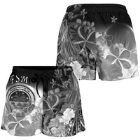 Federated States of Micronesia Women's Shorts - Humpback Whale with Tropical Flowers (White) - Polynesian Pride