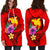 Papua New Guinea Polynesian Women's Hoodie Dress - Floral With Seal Red - Polynesian Pride